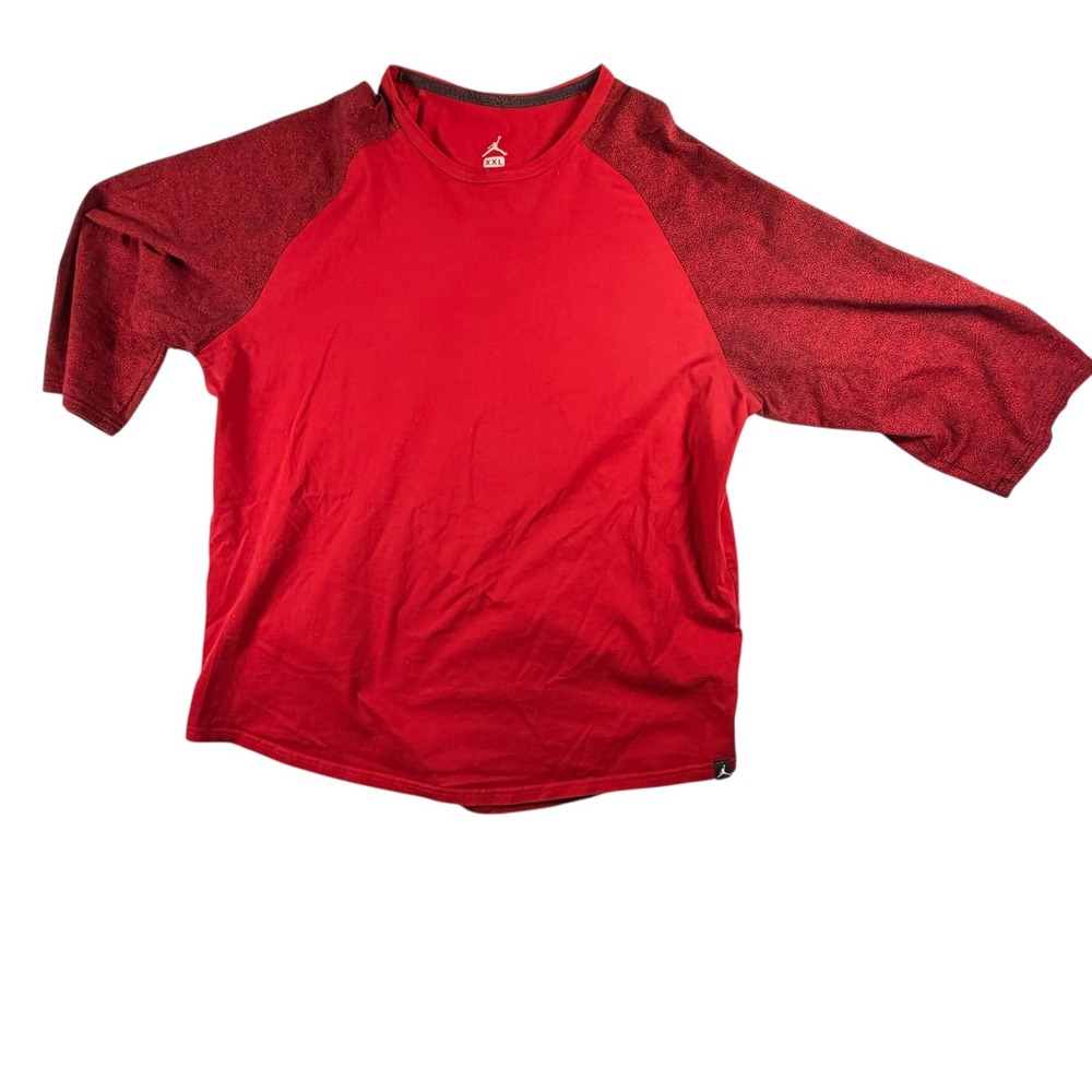 Jordan T-Shirt Mens 2XL Red Elephant Print Raglan 3/4 Sleeve 834536-687 - Picture 1 of 9